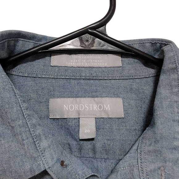 Nordstrom Junior Size 20 Chambray Button-down Shirt Special Occasion Graduation - Picture 5 of 9